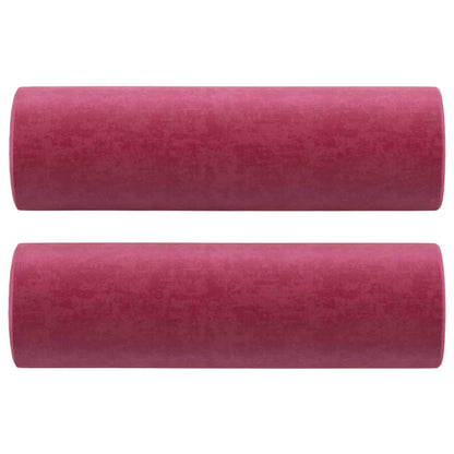 Coussins décoratifs lot de 2 Rouge bordeaux Ø15x50 cm Velours