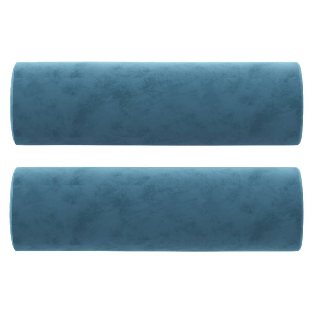 Coussins décoratifs lot de 2 Bleu Ø15x50 cm Velours