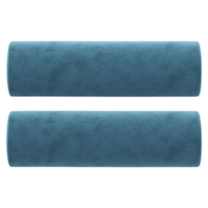 Coussins décoratifs lot de 2 Bleu Ø15x50 cm Velours