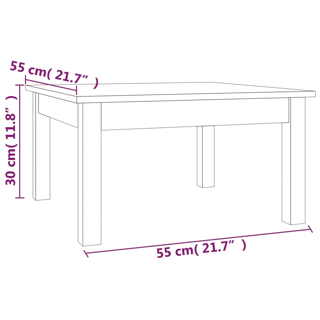 Table basse 55x55x30 cm Bois massif de pin