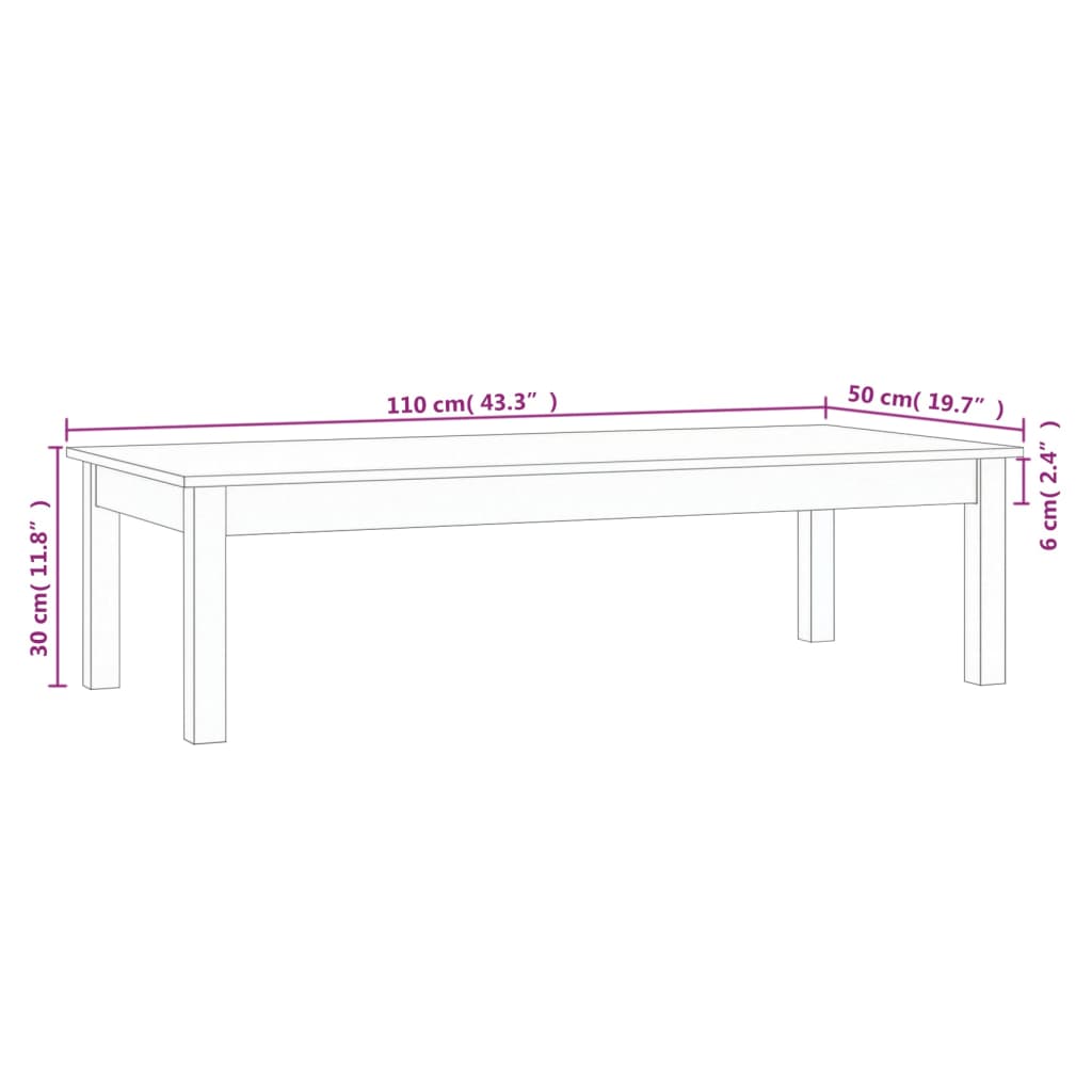 Table basse 110x50x30 cm Bois massif de pin