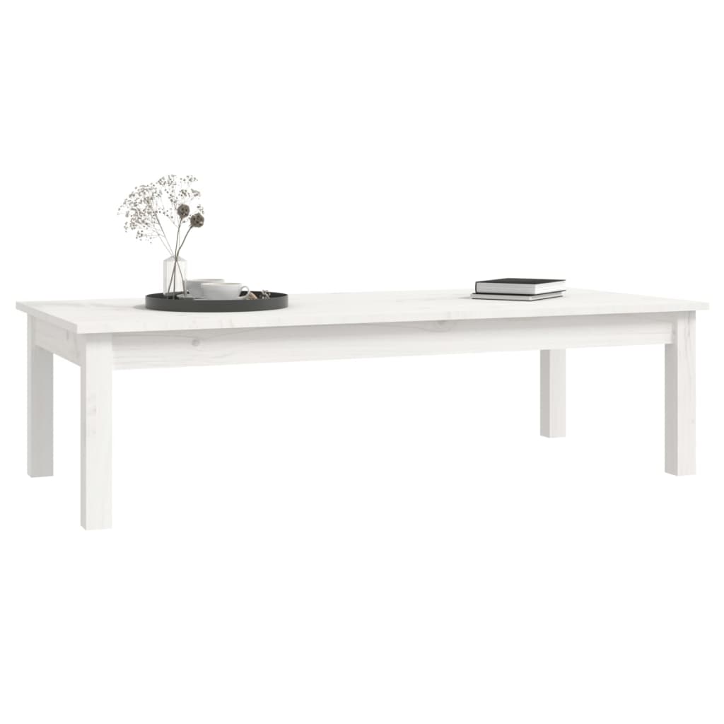 Table basse Blanc 110x50x30 cm Bois massif de pin