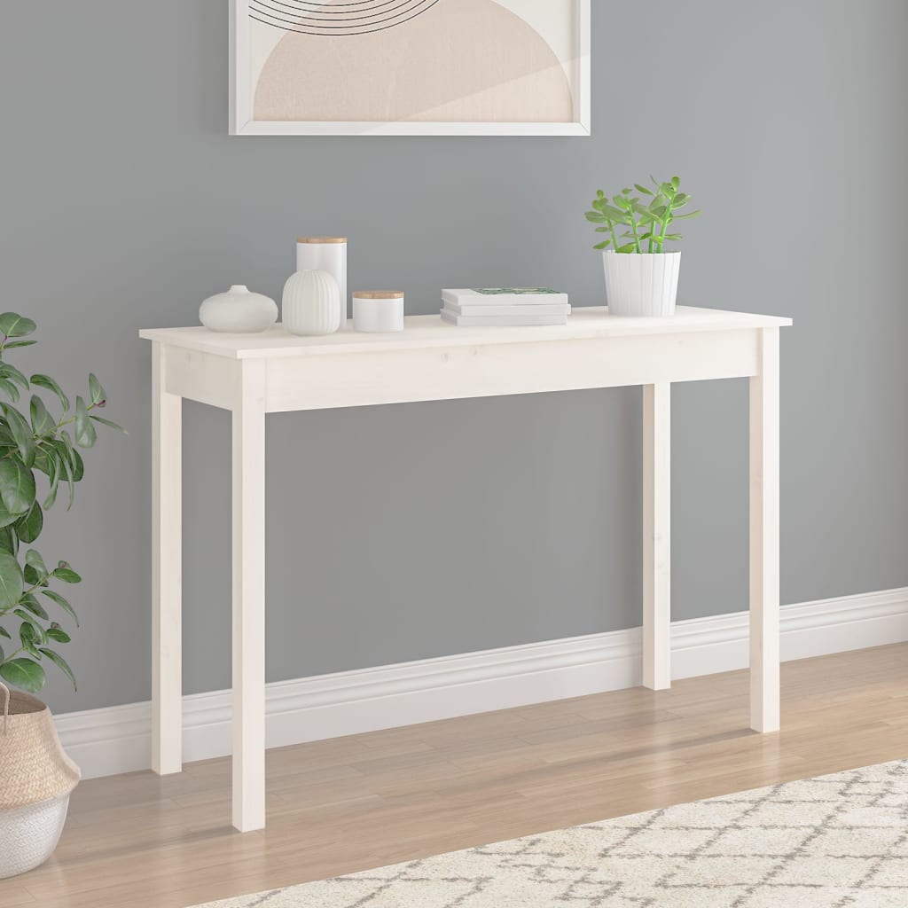 Table console Blanc 110x40x75 cm Bois massif de pin