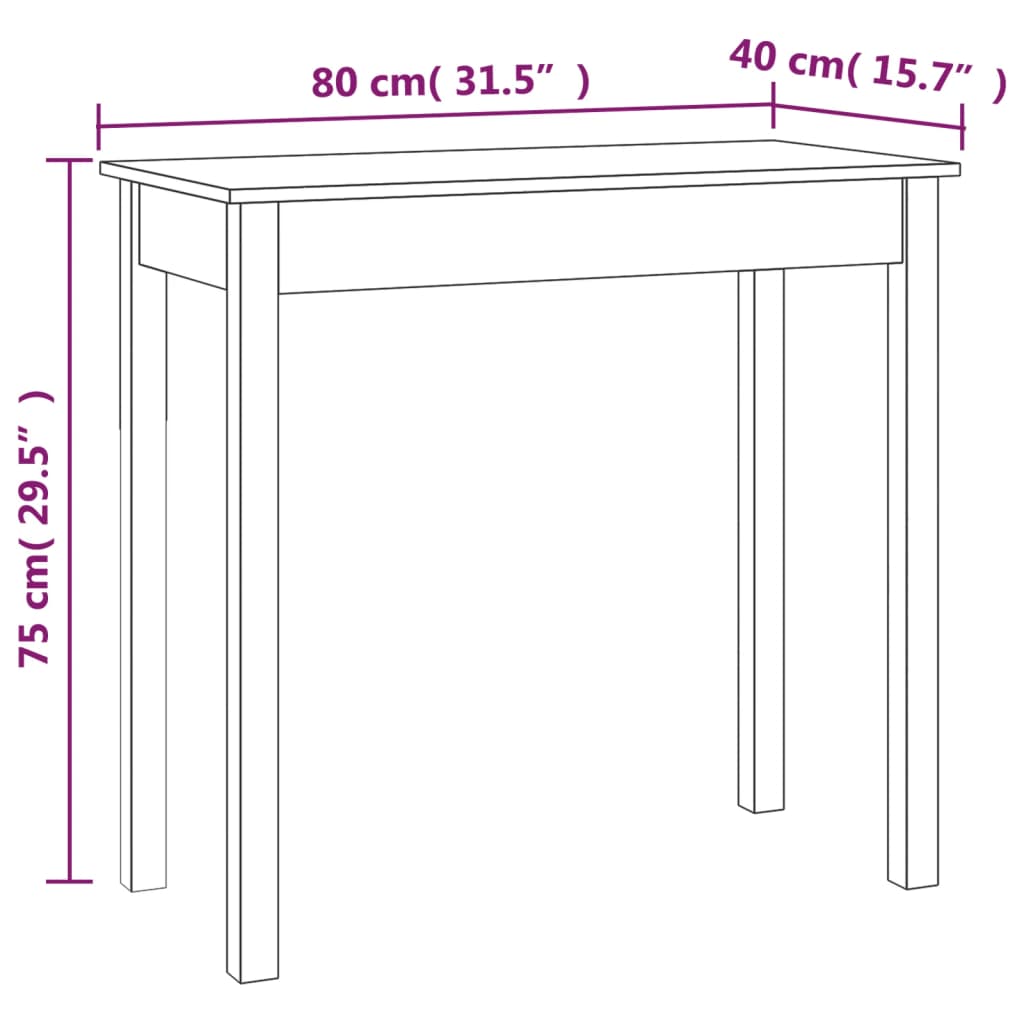 Table console 80x40x75 cm Bois massif de pin