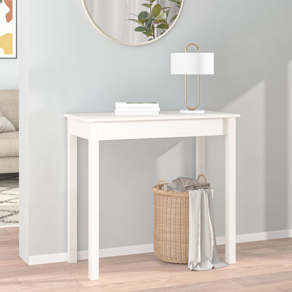 Table console Blanc 80x40x75 cm Bois massif de pin