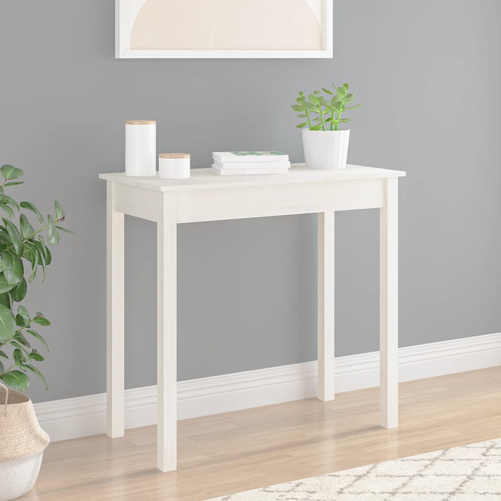 Table console Blanc 80x40x75 cm Bois massif de pin