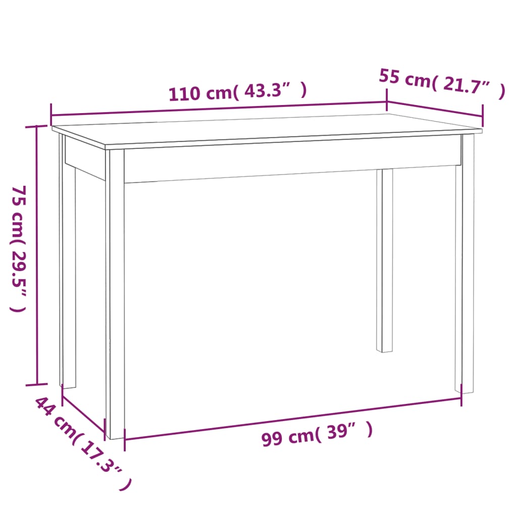 Table à manger 110x55x75 cm Bois massif de pin