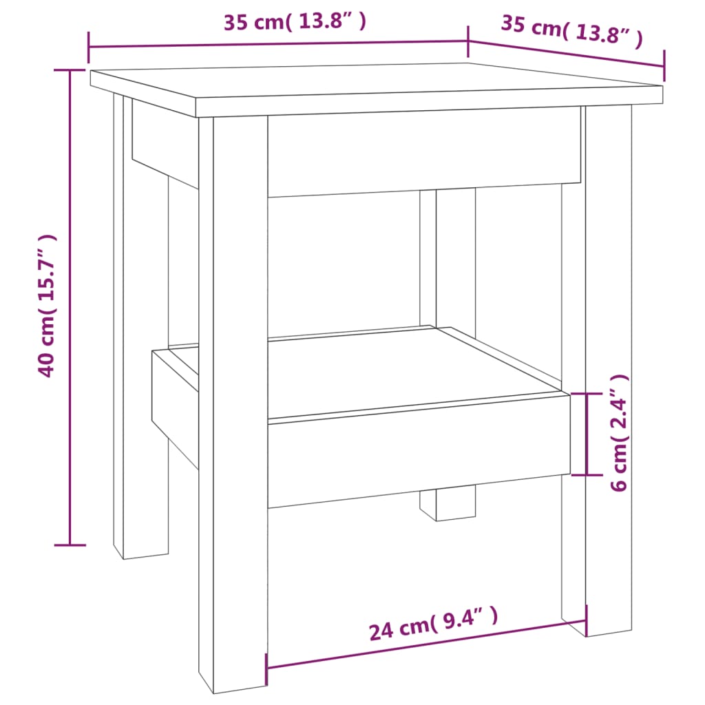 Table basse Blanc 35x35x40 cm Bois massif de pin