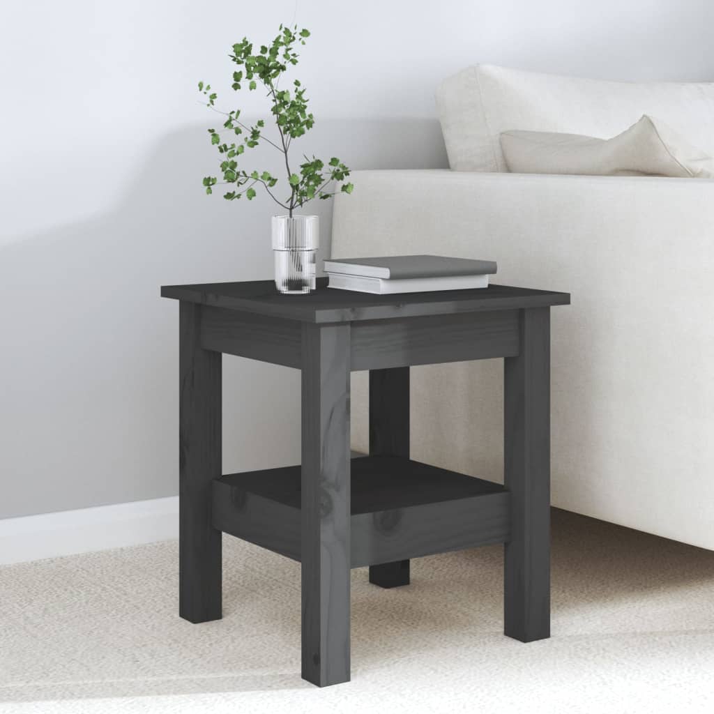 Table basse Gris 35x35x40 cm Bois massif de pin