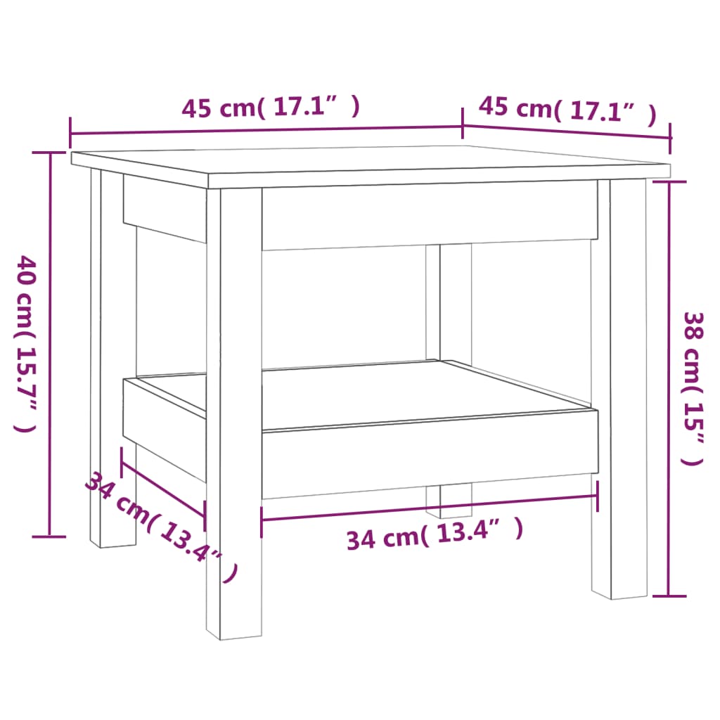 Table basse Gris 45x45x40 cm Bois massif de pin