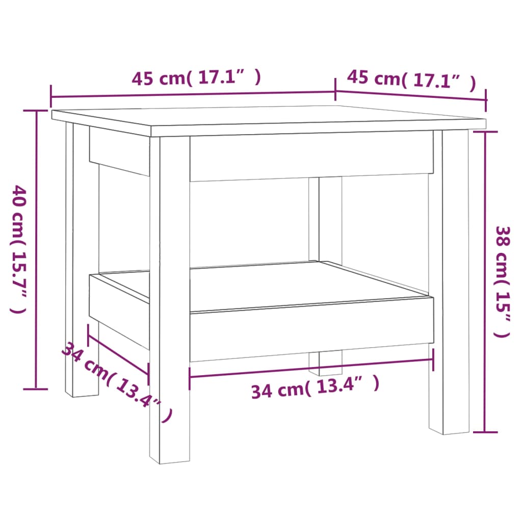 Table basse Marron miel 45x45x40 cm Bois massif de pin