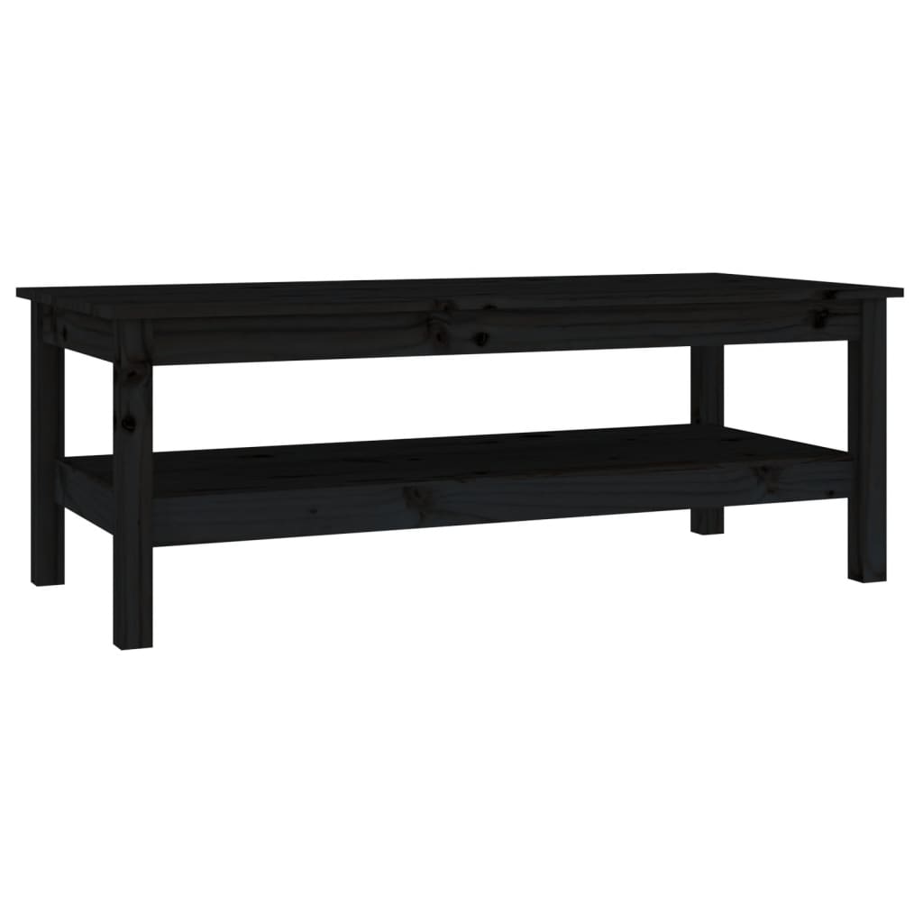 Table basse Noir 110x50x40 cm Bois massif de pin