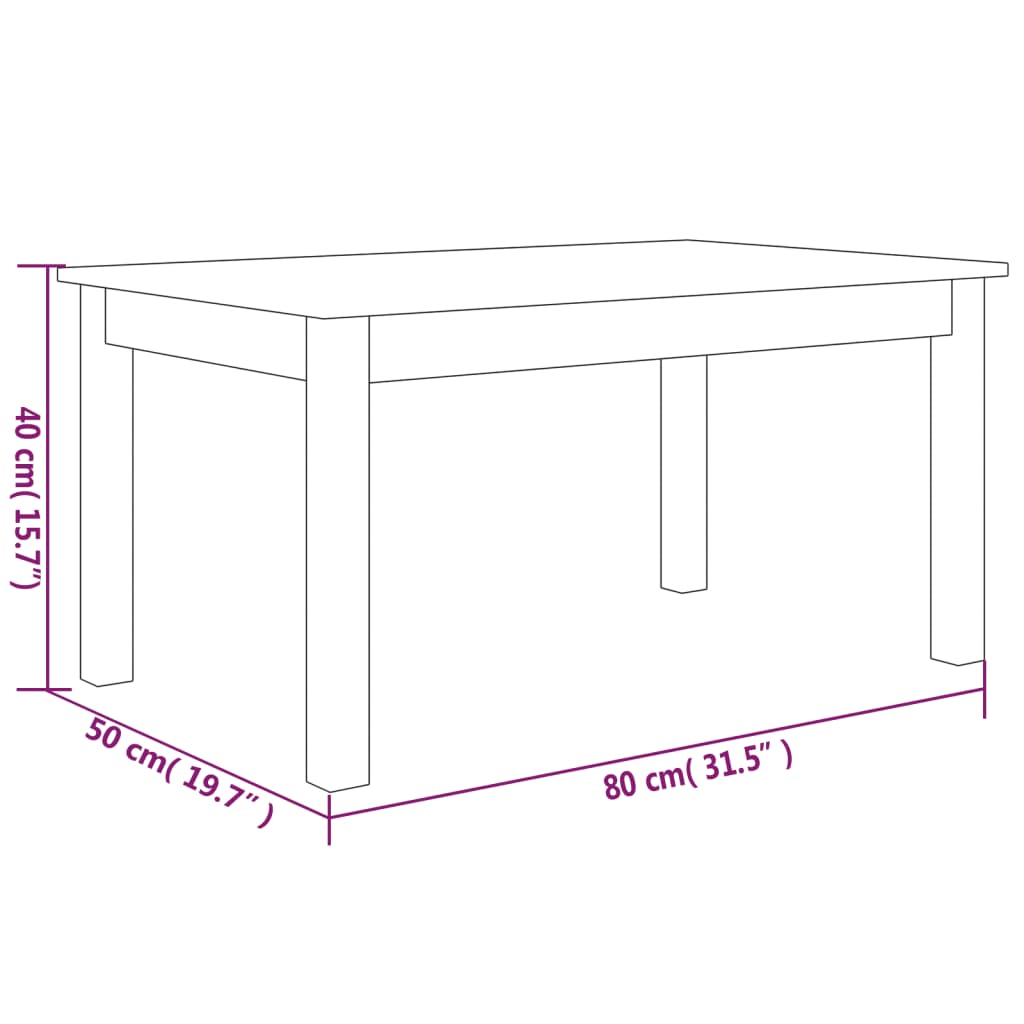 Table basse Blanc 80x50x40 cm Bois massif de pin