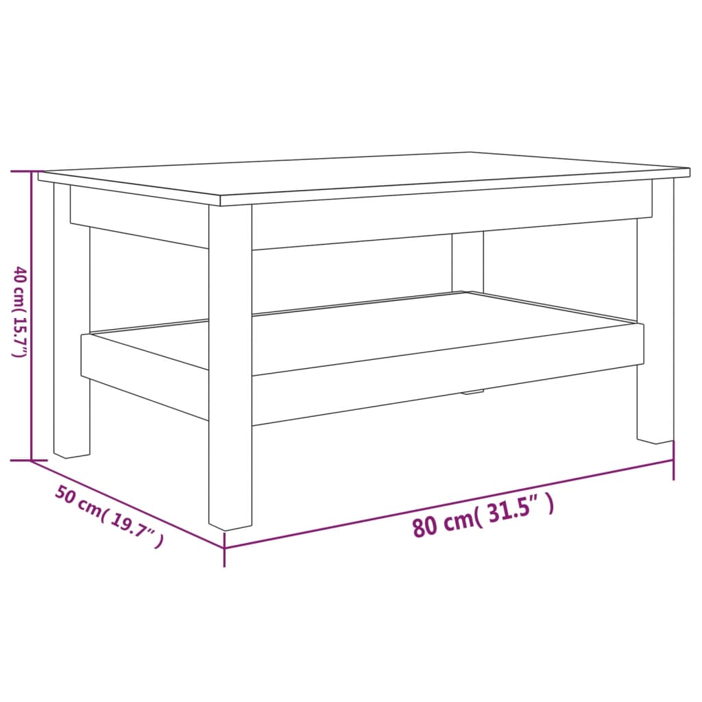 Table basse 80x50x40 cm Bois massif de pin