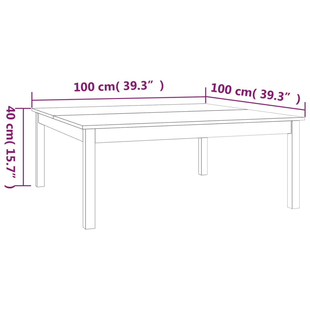 Table basse Gris 100x100x40 cm Bois massif de pin