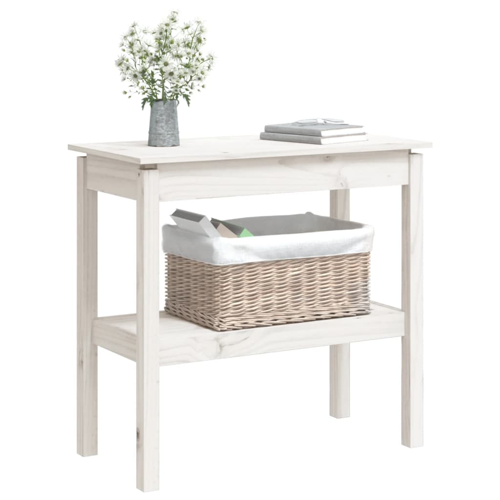 Table console Blanc 80x40x75 cm Bois de pin solide