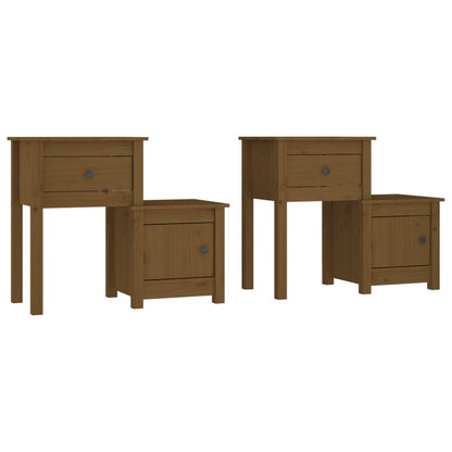 Tables de chevet 2 pcs Marron miel 79,5x38x65,5 cm Pin solide