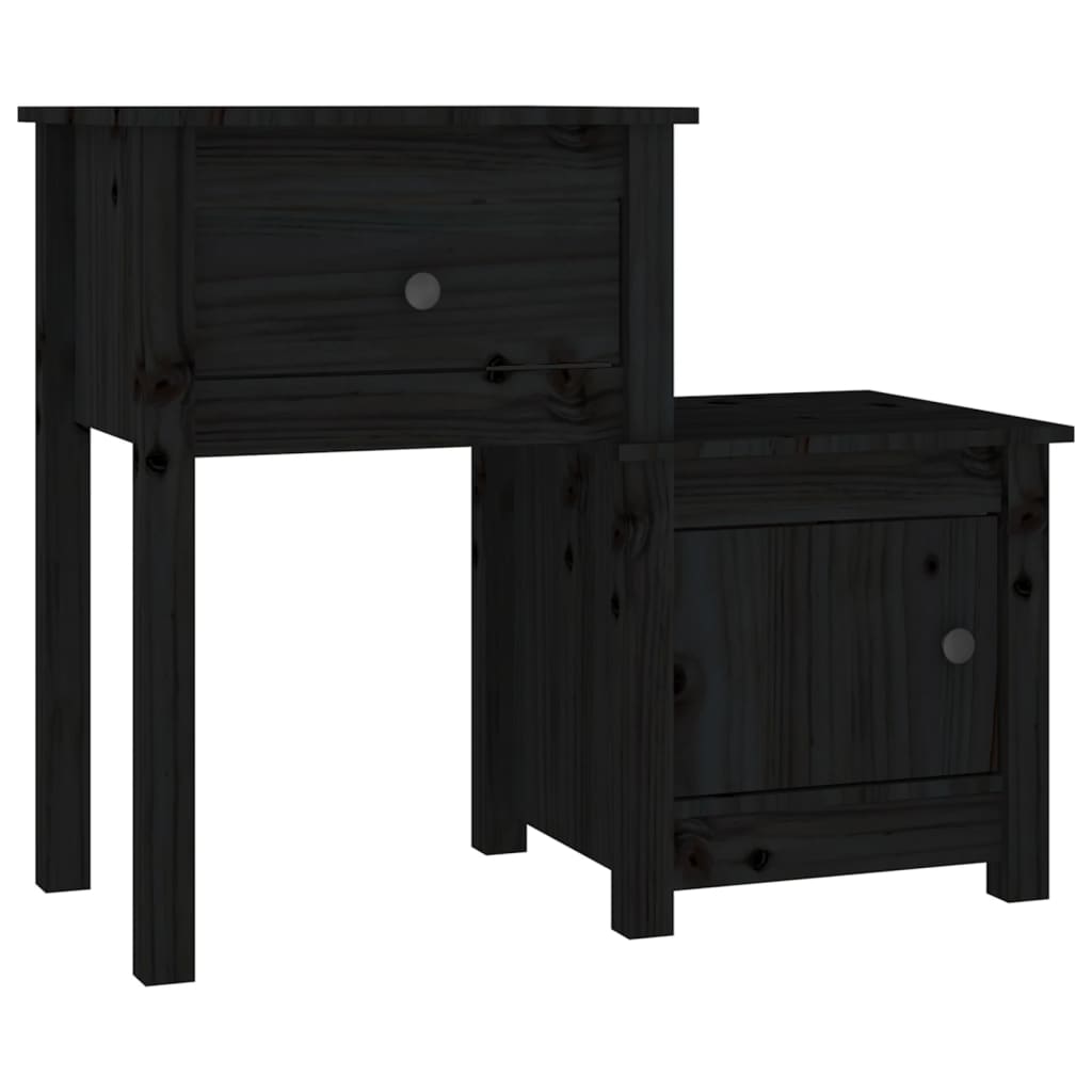 Tables de chevet 2 pcs Noir 79,5x38x65,5 cm Bois de pin massif