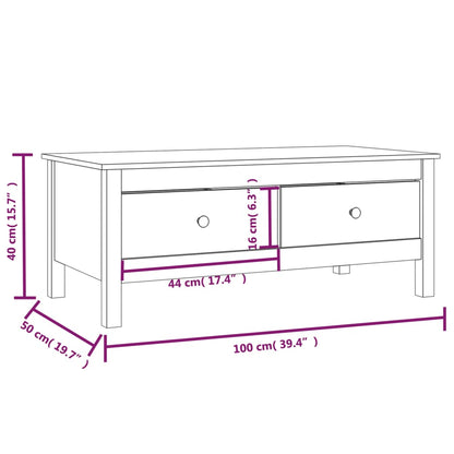 Table basse Blanc 100x50x40 cm Bois massif de pin