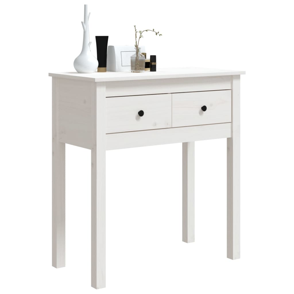 Table console Blanc 70x35x75 cm Bois massif de pin