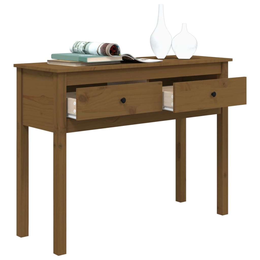 Table console Marron miel 100x35x75 cm Bois massif de pin