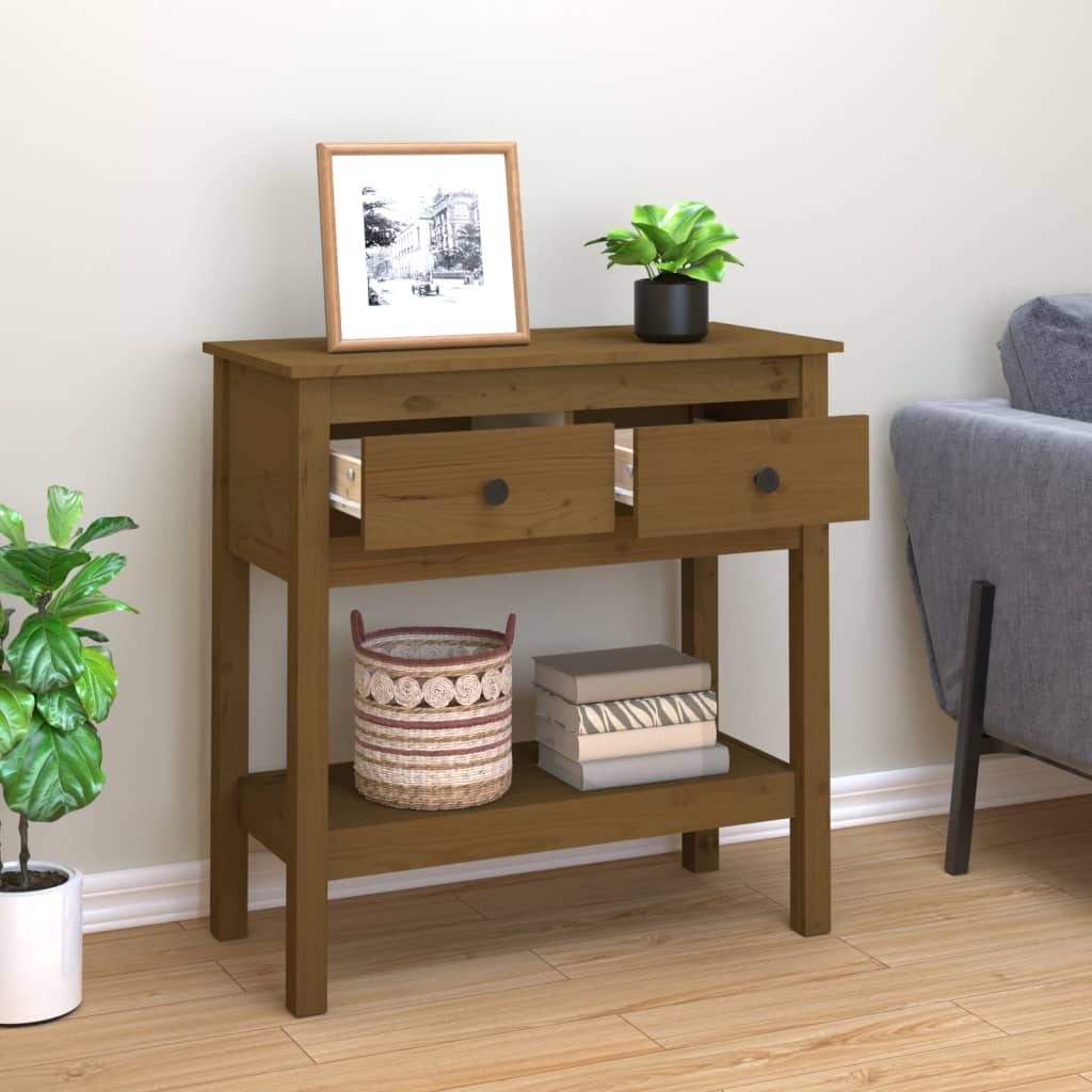 Table console Marron miel 75x35x75 cm Bois massif de pin