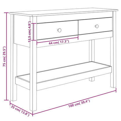 Table console 100x35x75 cm Bois massif de pin