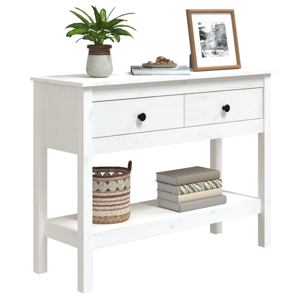 Table console Blanc 100x35x75 cm Bois massif de pin