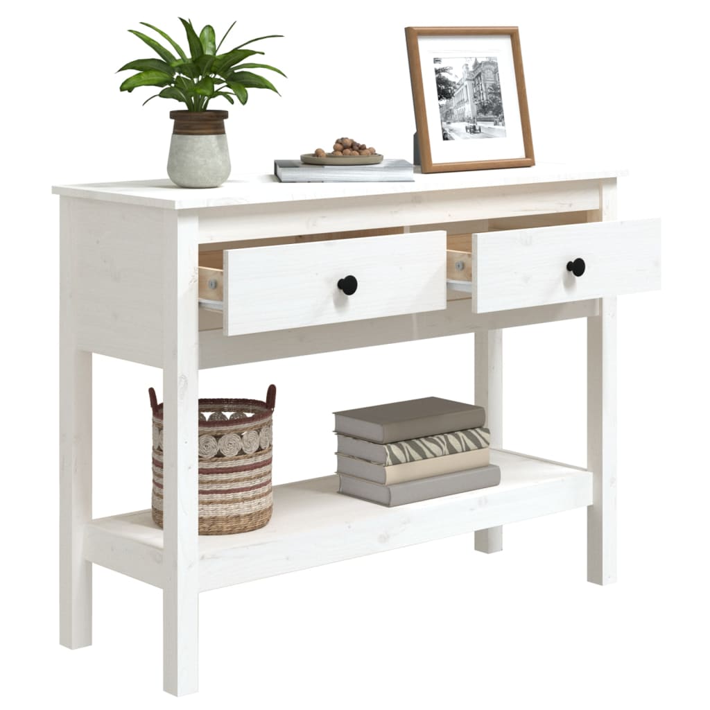 Table console Blanc 100x35x75 cm Bois massif de pin