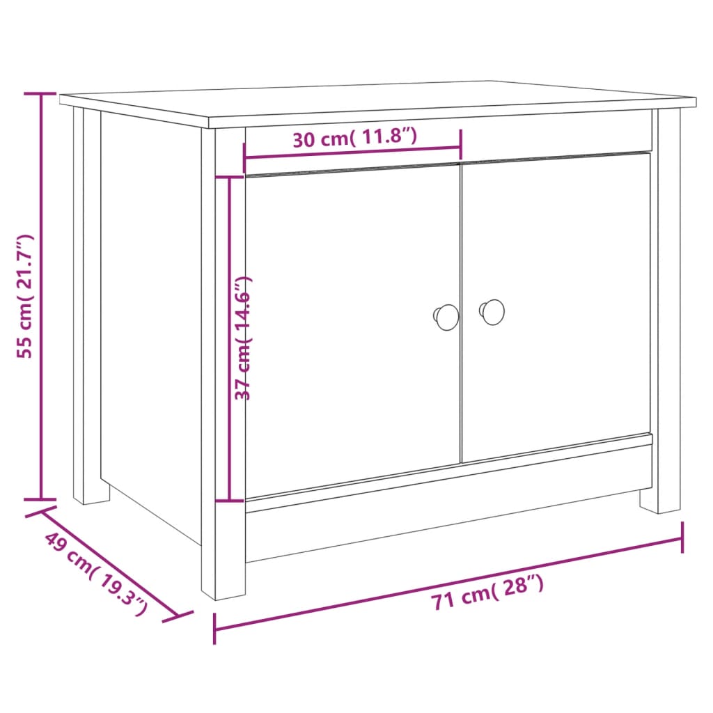 Table basse Blanc 71x49x55 cm Bois massif de pin