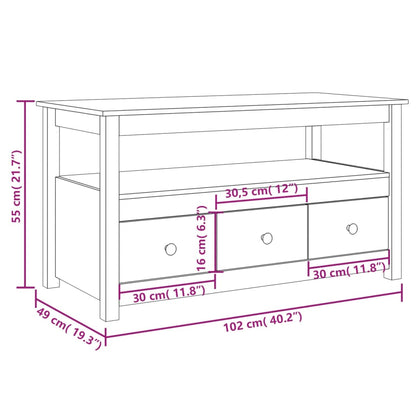 Table basse 102x49x55 cm Bois massif de pin