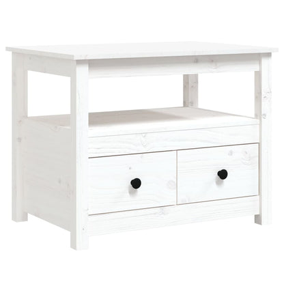 Table basse Blanc 71x49x55 cm Bois massif de pin