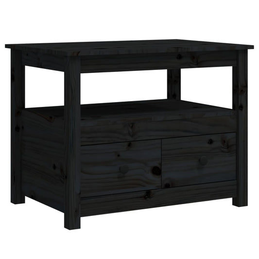 Table basse Noir 71x49x55 cm Bois massif de pin