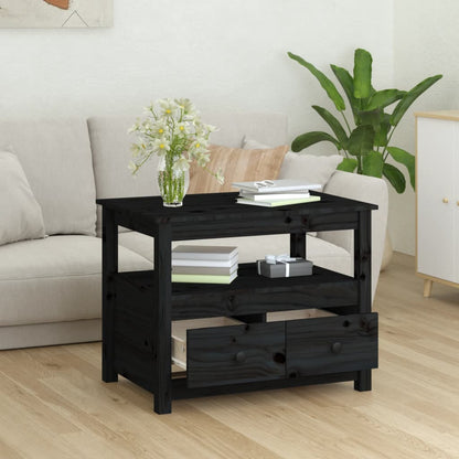 Table basse Noir 71x49x55 cm Bois massif de pin