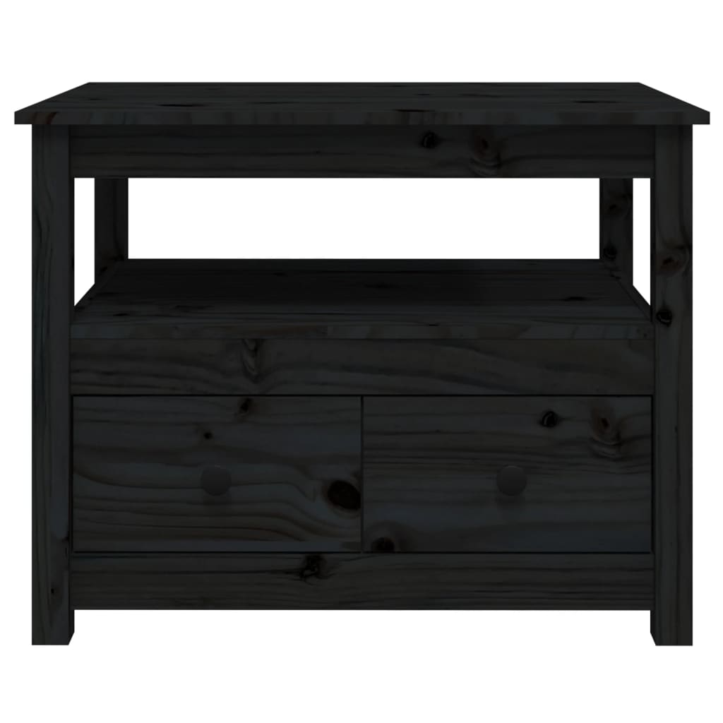 Table basse Noir 71x49x55 cm Bois massif de pin