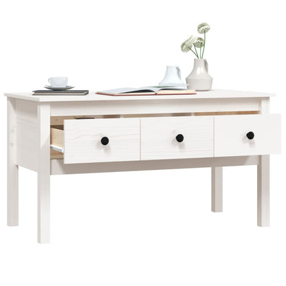 Table basse Blanc 102x49x55 cm Bois massif de pin