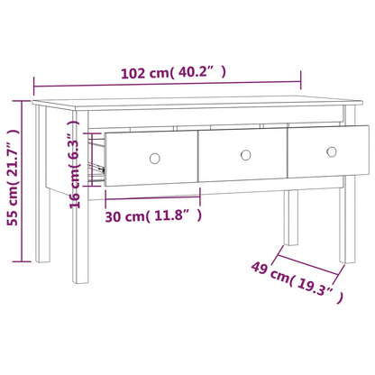 Table basse Marron miel 102x49x55 cm Bois massif de pin