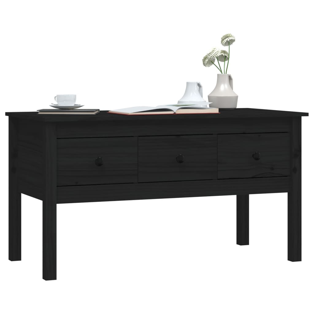 Table basse Noir 102x49x55 cm Bois massif de pin