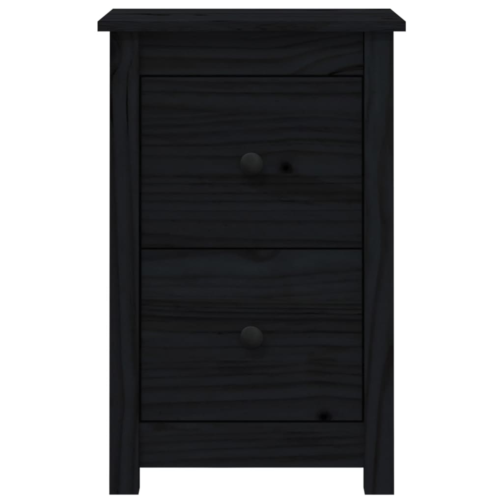 Table de chevet Noir 40x35x61,5 cm Bois de pin massif