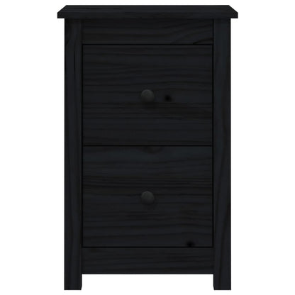 Table de chevet Noir 40x35x61,5 cm Bois de pin massif