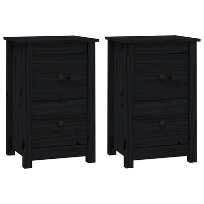 Tables de chevet 2 pcs Noir 40x35x61,5 cm Bois de pin massif