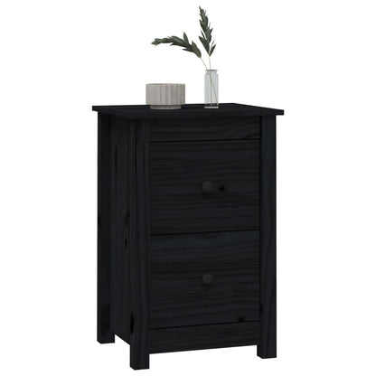 Tables de chevet 2 pcs Noir 40x35x61,5 cm Bois de pin massif