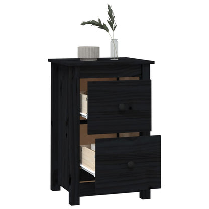 Tables de chevet 2 pcs Noir 40x35x61,5 cm Bois de pin massif