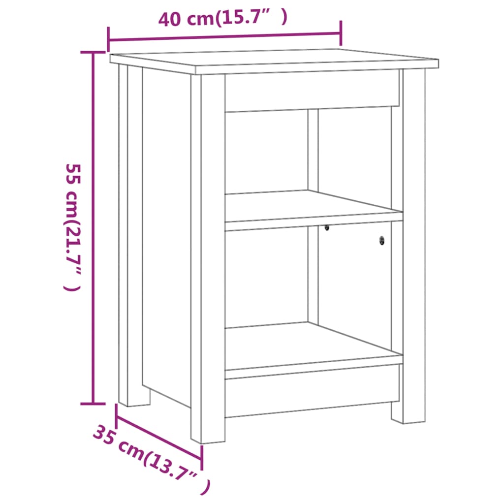 Tables de chevet 2 pcs Gris 40x35x55 cm Bois de pin solide