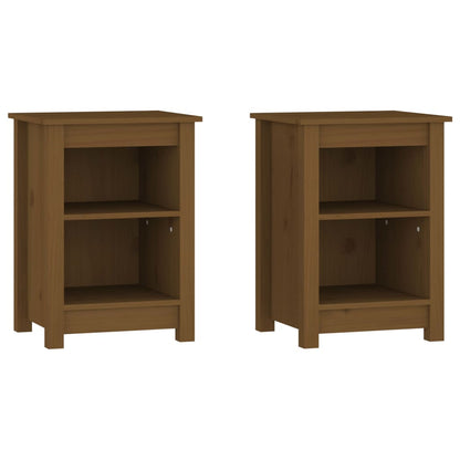 Tables de chevet 2 pcs Marron miel 40x35x55 cm Bois pin massif