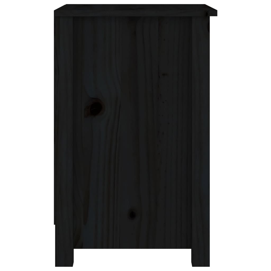 Table de chevet Noir 40x35x55 cm Bois de pin solide