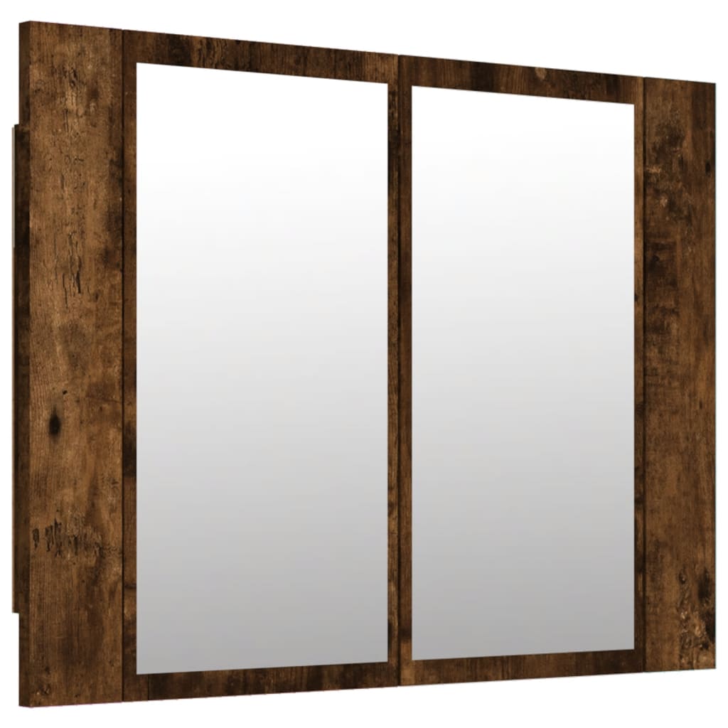 Armoire à miroir LED Chêne fumé 60x12x45 cm Bois d'ingénierie