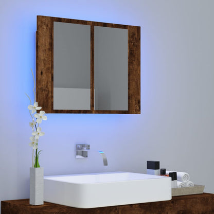 Armoire à miroir LED Chêne fumé 60x12x45 cm Bois d'ingénierie