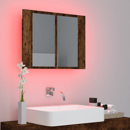 Armoire à miroir LED Chêne fumé 60x12x45 cm Bois d'ingénierie