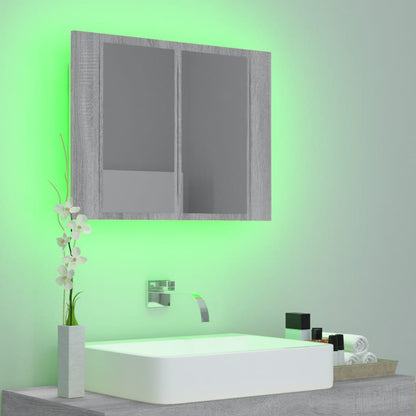 Armoire à miroir LED Sonoma gris 60x12x45 cm Bois d'ingénierie